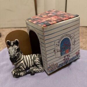 Vintage 1987 Stone Critters Zebra w House